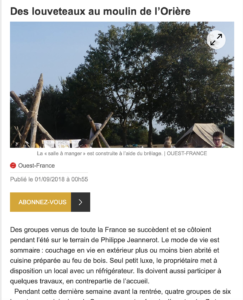 Revue de Presse paru dans Ouest France le 1er septembre 2018